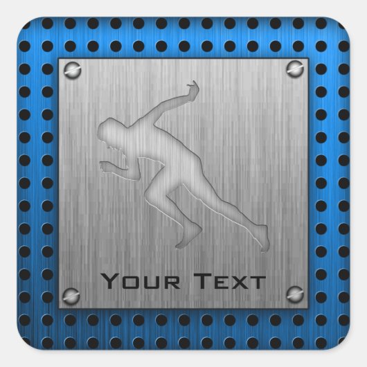 Laufen; gebürstetes Metall-Look Quadratischer Aufkleber (Vorderseite)