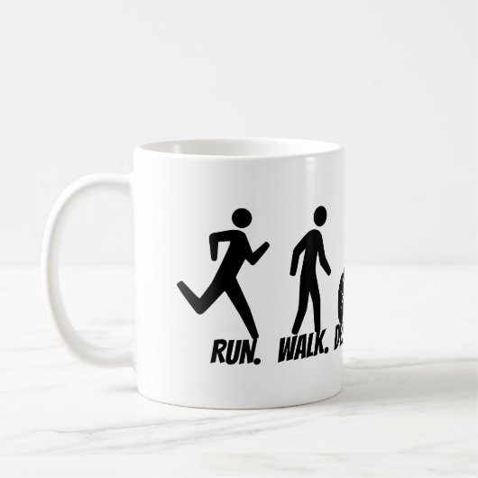 Laufen. Gehen. Verzweiflung. Kaffeetasse (Links)