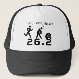 Laufen. Gehen. Verzweiflung. Truckerkappe