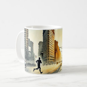 Laufen im New Yorker Flatiron-Gebäude Kaffeetasse