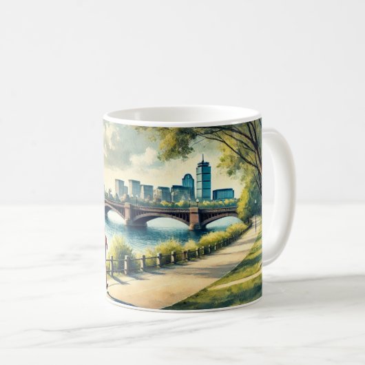 Laufen in Boston Massachusetts Charles River Kaffeetasse (VorderseiteRechts)