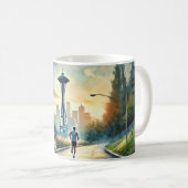 Laufen in der Seattle Space Needle Kaffeetasse (VorderseiteRechts)