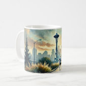 Laufen in der Seattle Space Needle Kaffeetasse (Vorderseite Links)