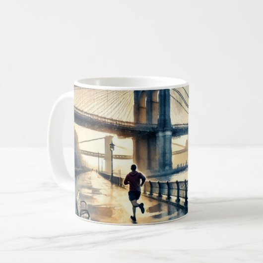 Laufen in New York Brooklyn Bridge Kaffeetasse (Vorderseite Links)