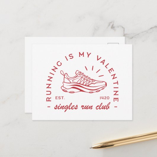 Laufen ist mein valentinischer Single-Laufclub Postkarte (Vorderseite/Rückseite Beispiel)