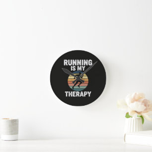 Laufen ist meine Therapie Runde Wanduhr