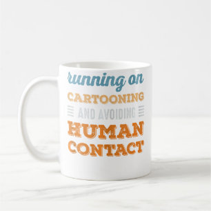 Laufen Mit Cartooning Sozialer Introvertierter Hum Kaffeetasse