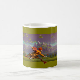 Laufen mit einer Blume Kaffeetasse