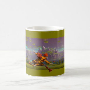 Laufen mit einer Blume Kaffeetasse