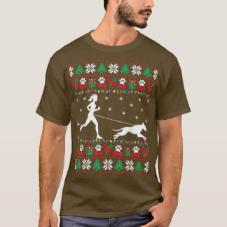Laufen mit Hunden Ugly Xmas Sweater läuft Xmas L T-Shirt