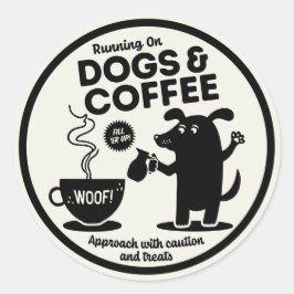 Laufen mit Hunden und Kaffee Runder Aufkleber