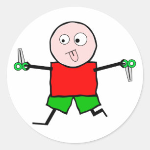 Laufen mit Schere Runder Aufkleber