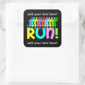 laufen quadratischer aufkleber (Tasche)