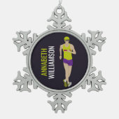 Laufen Schneeflocken Zinn-Ornament (Vorderseite)