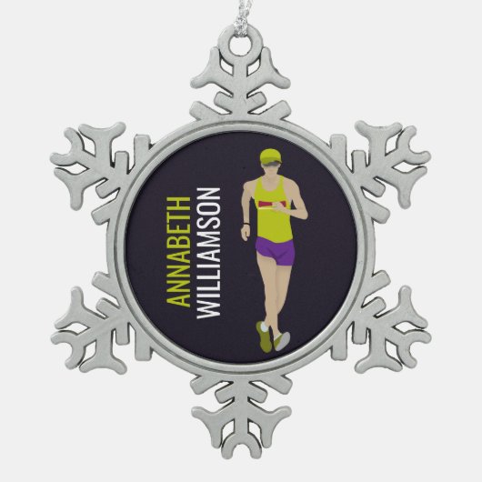 Laufen Schneeflocken Zinn-Ornament (Vorderseite)