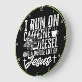 Laufen Sie auf Koffein, Diesel, Jesus Große Wanduhr (Winkel)
