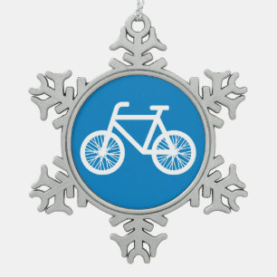 Laufen Sie ein Fahrrad Schneeflocken Zinn-Ornament