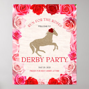 Laufen Sie für die Rose Derby Party Willkommen Poster