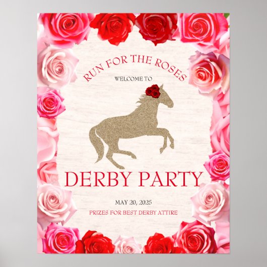 Laufen Sie für die Rose Derby Party Willkommen Poster (Vorne)