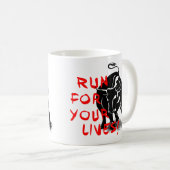 Laufen Sie für Ihre Leben! Stierlaufentwurf Sans Kaffeetasse (VorderseiteRechts)