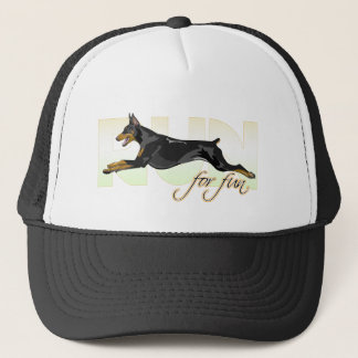 Laufen Sie für Spaß, schwarzer Dobermann Truckerkappe