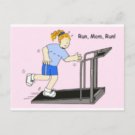 Laufen Sie Mama Run Lady auf Treadmill Postkarte