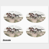 Laufen wie der Wind - Galloping Paint Horses Ovaler Aufkleber (Blatt)