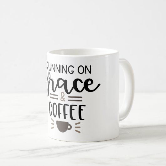 "Laufend auf Anmut-u. Kaffee-" - Tasse (VorderseiteRechts)