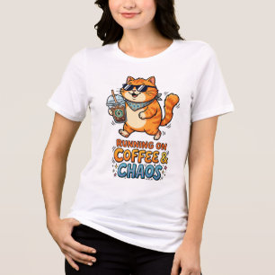 Laufend auf Kaffee & Chaos Süße Katze T-Shirt Tri-Blend Shirt