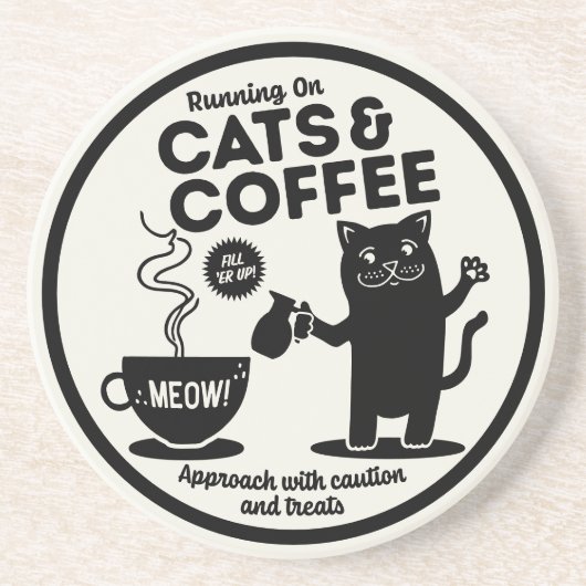 Laufend auf Katzen und Kaffee Getränkeuntersetzer (Vorne)