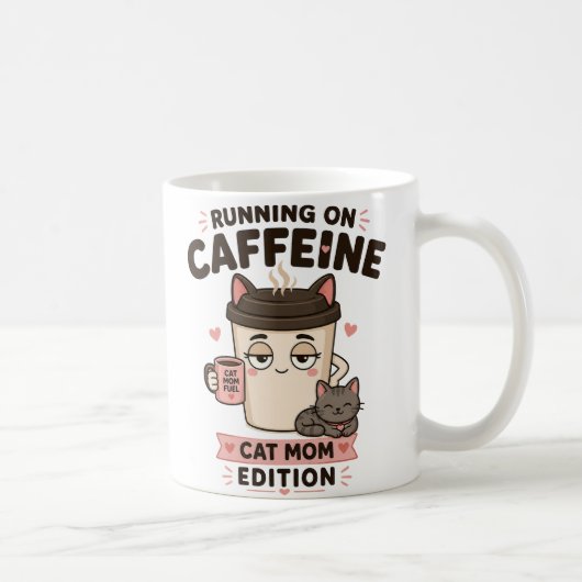 Laufend auf Koffein Lustige Katzenmutter Kaffeetas Kaffeetasse (Rechts)
