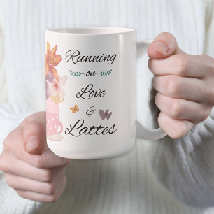 Laufend auf Liebe und Latte Florale Kaffee-Kunst Kaffeetasse
