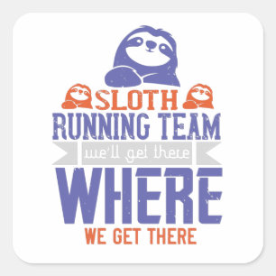 Laufend - Sloth Running Team Quadratischer Aufkleber
