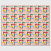 Laufende Auto-Auto-buntes sortiert auf Zickzack Geschenkpapier (Flach)