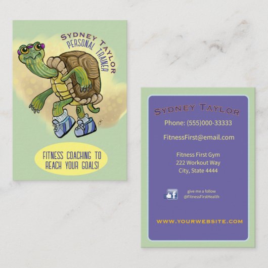 Laufende Bemalte Schildkröte Visitenkarte (Vorne/Hinten)
