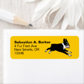 Laufende Boston Terrier Cartoon Dog Rücksendeadres (Insitu)