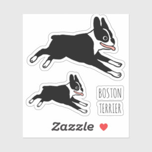 Laufende Boston Terrier Happy Dog Cartoon Stickers Aufkleber