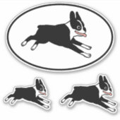 Laufende Boston Terrier Niedlich Cartoon Dog Stick Aufkleber (Vorderseite)