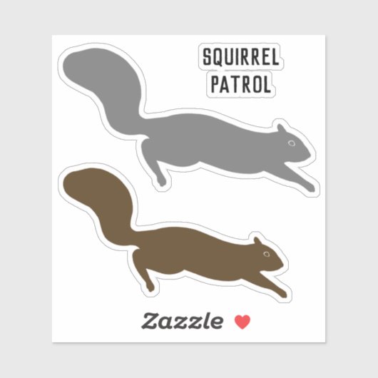 Laufende braune und graue Eichhörnchen Vinyl Stick Aufkleber (Blatt)