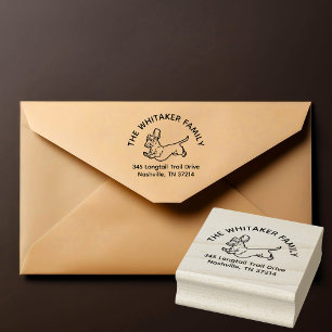 Laufende Dachshund-Familien-Rücksende-Adressstempe Gummistempel