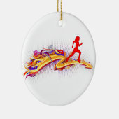 Laufende Frau bunt Keramik Ornament (Rechts)