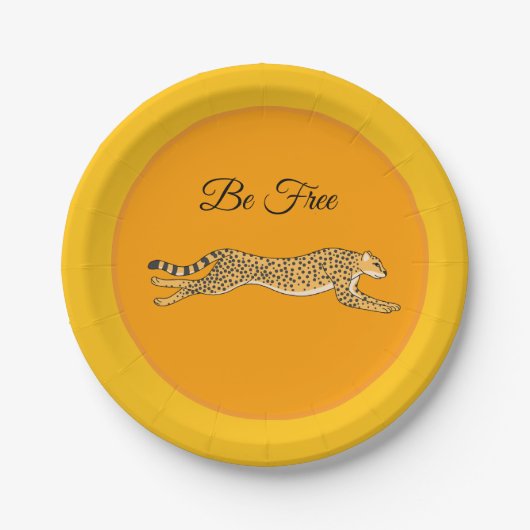 Laufende Gepard-Papierplatten "Sei Frei" Pappteller (Vorderseite)