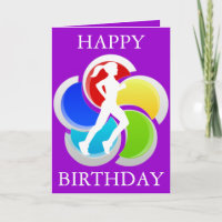 Laufende Girl Happy Birthday Grußkarte