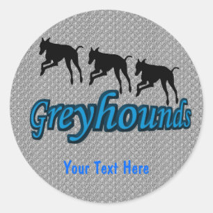 Laufende Greyhound-Silhouetten Hundeaufkleber Runder Aufkleber