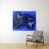 Laufende Horse Tapestry Blue Starry Night Wandteppich (Beispiel (Horizontal))