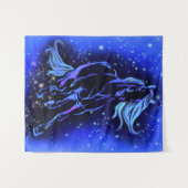 Laufende Horse Tapestry Blue Starry Night Wandteppich (Vorderseite (Horizontal))