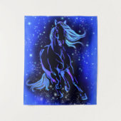 Laufende Horse Tapestry Blue Starry Night Wandteppich (Vorderseite)