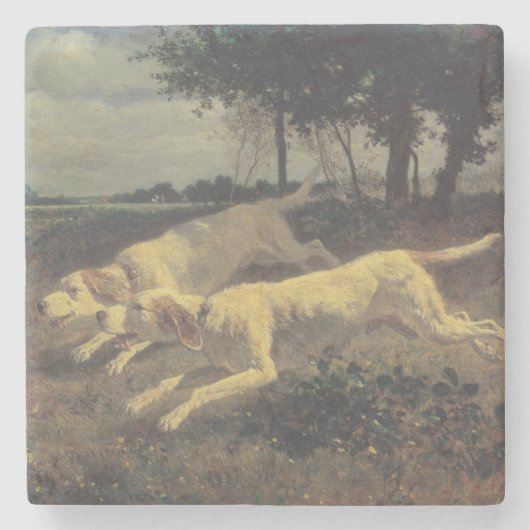 Laufende Hunde (Beagles) (von Constant Troyon) Steinuntersetzer (Vorderseite)