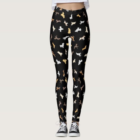 Laufende Hunde (großes Muster) Leggings (Vorderseite)