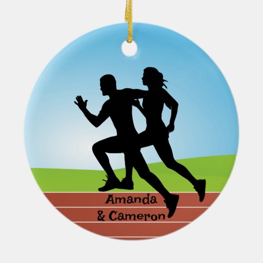 Laufende Joggen Couple Design Ornament (Hinten)